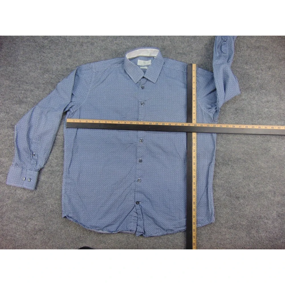Christian Lacroix Shirt Mens Large‎ Contemporary Blue Floral Geometric CXL